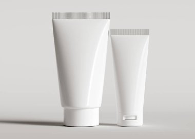 3 boyutlu yazılımla gerçek gibi görünen beyaz renkli bir kozmetik şişesi projenizi tamamlamak için bu kozmetik şişesi kullanılabilir.