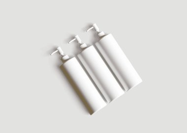 3 boyutlu yazılımla gerçek gibi görünen beyaz renkli bir kozmetik şişesi projenizi tamamlamak için bu kozmetik şişesi kullanılabilir.