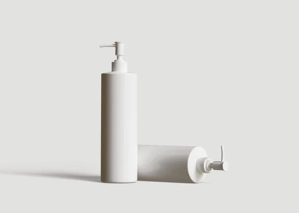 使用3D软件 这个白色的化妆品瓶子的质地看起来很像真的 可以用来完成你的项目 — 图库照片