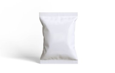 Patates cipsi ambalaj beyaz renk ve 3B yazılım ile hazırlanır