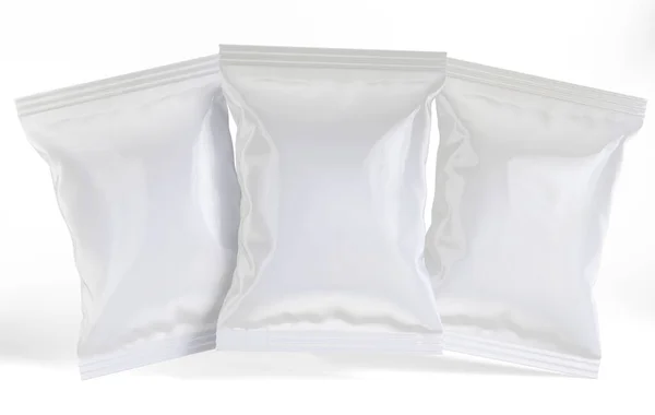 Картопляні Чіпси Упаковки Білого Кольору Візуалізовані Допомогою Програмного Забезпечення — стокове фото