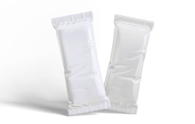 Protein çubuğu paketi 3B yazılım ile oluşturulmuş beyaz renk