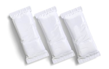 Protein çubuğu paketi 3B yazılım ile oluşturulmuş beyaz renk