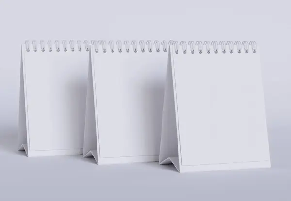Набор Настольный Календарь Отображается Помощью Программного Обеспечения Белого Цвета Реалистичной — стоковое фото