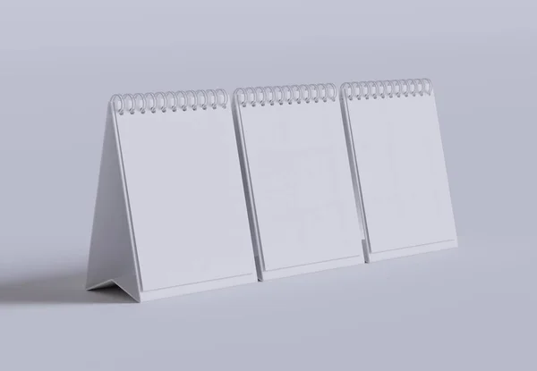 Conjunto Calendário Mesa Renderizado Com Software Cor Branca Textura Realista — Fotografia de Stock