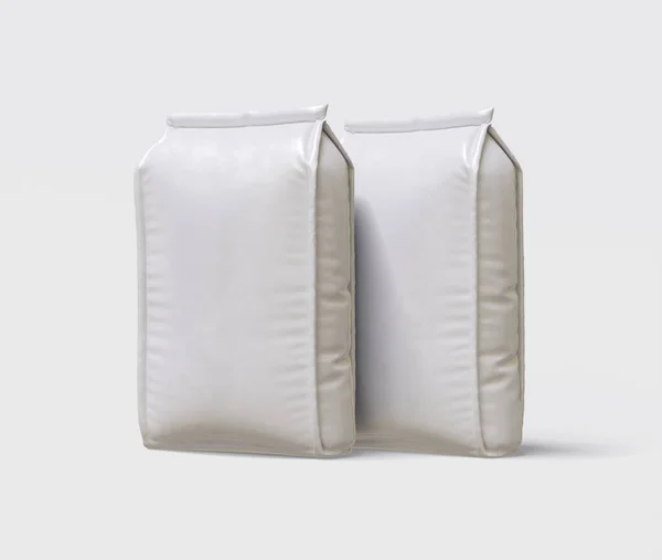 Pouch Упаковки Белого Цвета Ремесленной Бумаги Мультяшной Реалистичной Текстуры — стоковое фото