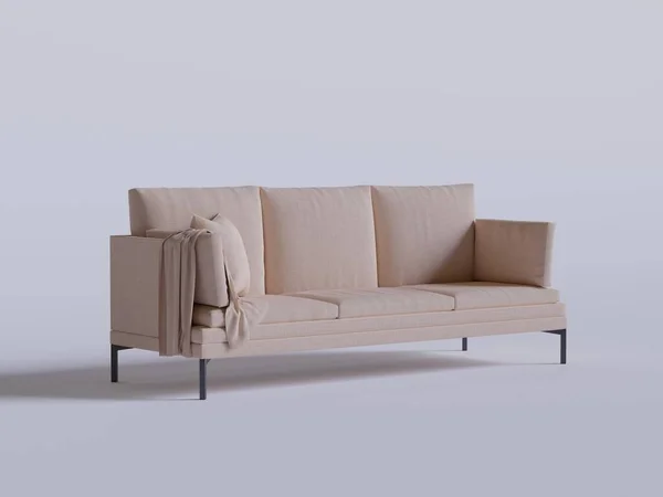 Ρεαλιστικός Καναπές Κατασκευασμένος Και Κατασκευασμένος Από Τρισδιάστατο Λογισμικό Για Διακόσμηση — Φωτογραφία Αρχείου
