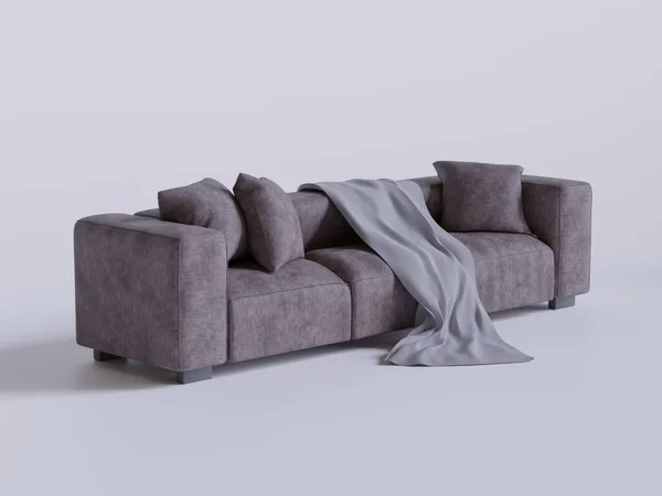 Realistyczna Sofa Wykonana Renderowana Przez Oprogramowanie Dekoracji Wnętrz Itp — Zdjęcie stockowe