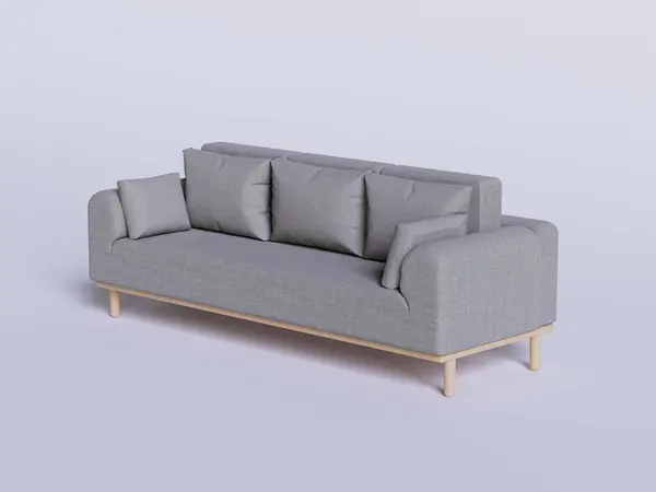 Realistyczna Sofa Wykonana Renderowana Przez Oprogramowanie Dekoracji Wnętrz Itp — Zdjęcie stockowe