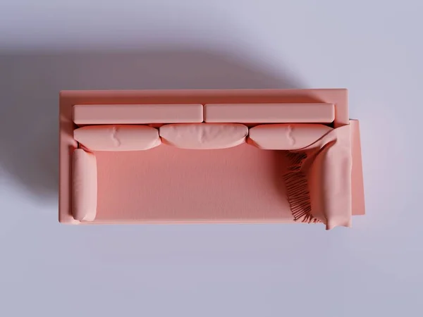 Ρεαλιστικός Καναπές Κατασκευασμένος Και Κατασκευασμένος Από Τρισδιάστατο Λογισμικό Για Διακόσμηση — Φωτογραφία Αρχείου