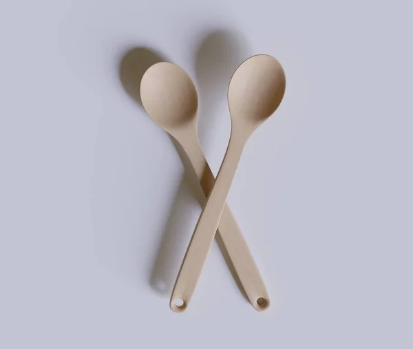 Spoons Realistic Render Wood Texture Modelling Software — Stock Photo, Image