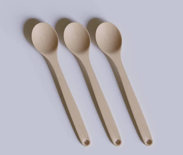 Spoons Realistic Render Wood Texture Modelling Software — Stock Photo, Image