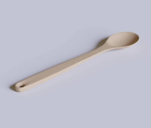 Spoon Flatware Wood Texture Rendering White Background — Stock Photo, Image