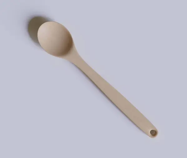 木纹渲染3D白色背景的勺子或扁平器皿 — 图库照片