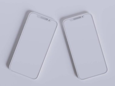 Clay telefon beyaz arkaplan ve akıllı telefon renk dokunmatik ekran 3B oluşturma