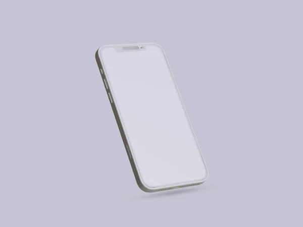 Argila Telefone Fundo Branco Cor Smartphone Tela Sensível Toque Renderização — Fotografia de Stock