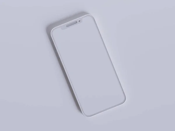 Argila Telefone Fundo Branco Cor Smartphone Tela Sensível Toque Renderização — Fotografia de Stock