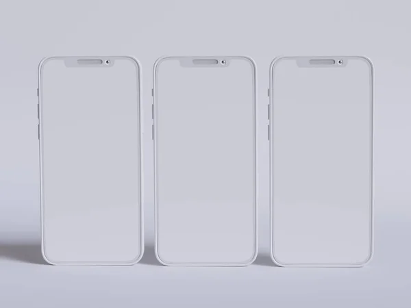 Clay Telefon Białe Tło Smartfon Kolorowy Ekran Dotykowy Renderowania — Zdjęcie stockowe