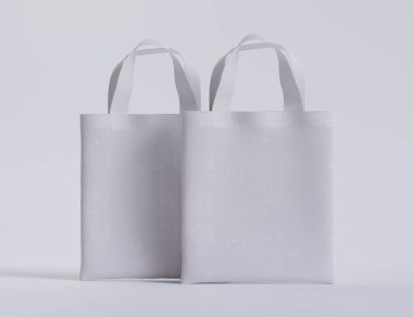 Tote çanta beyaz renk ve gerçekçi doku oluşturma 3B