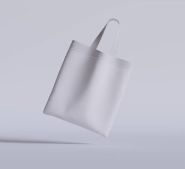 Tote çanta beyaz renk ve gerçekçi doku oluşturma 3B