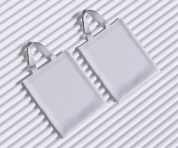 Tote bag white color and realistic textures rendering by 3D software illustration