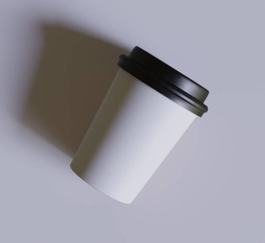 Gerçekçi renkte kahve fincanı ve 3 boyutlu yazılım tarafından kaplanmış siyah desenler.
