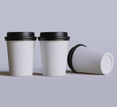 Gerçekçi renkte kahve fincanı ve 3 boyutlu yazılım tarafından kaplanmış siyah desenler.