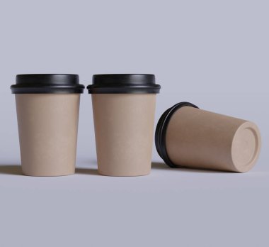 Gerçekçi renkte kahve fincanı ve 3 boyutlu yazılım tarafından kaplanmış siyah desenler.