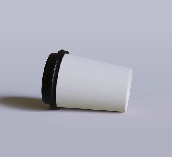 3Dソフトウェアによってレンダリングされる黒いカバーが付いている現実的な色そして質のコーヒー カップ — ストック写真