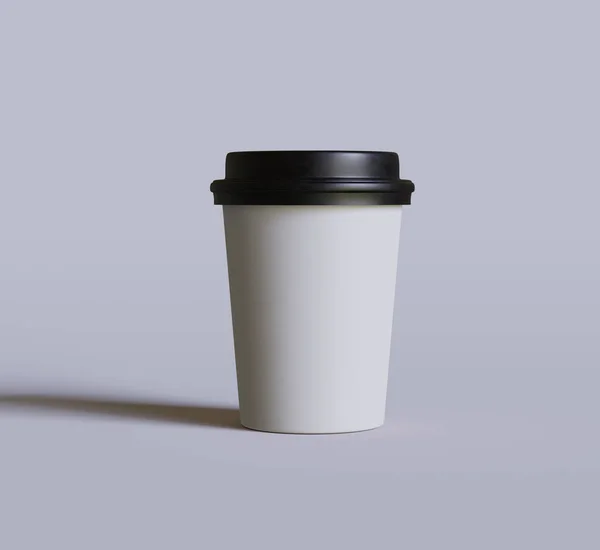 Filiżanka Kawy Realistycznym Kolorem Tekstury Czarną Pokrywą Renderowane Przez Oprogramowanie — Zdjęcie stockowe
