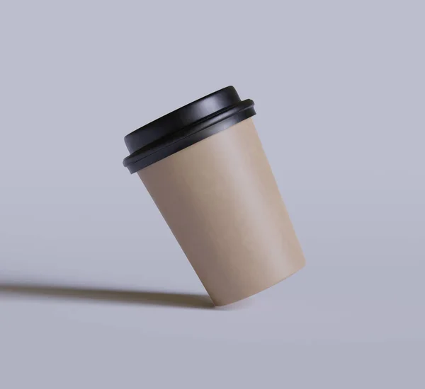Koffiebeker Met Realistische Kleur Texturen Met Zwarte Cover Weergegeven Door — Stockfoto