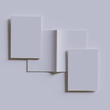 A4 Potrait Dergisi beyaz renk ve 3D oluşturan gerçekçi doku