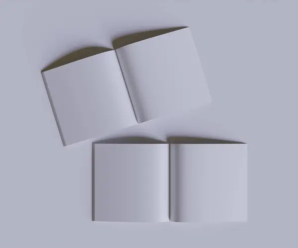 Magazine Square Beyaz Rengi Gerçekçi Doku Modelleme Yazılım Llüstrasyonu Ile — Stok fotoğraf