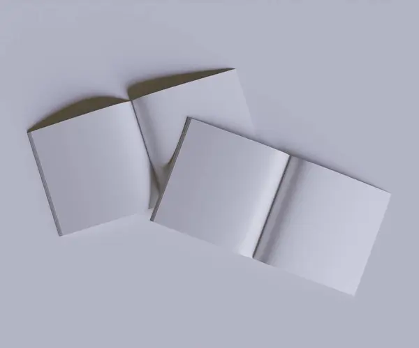 Magazine Square Beyaz Rengi Gerçekçi Doku Modelleme Yazılım Llüstrasyonu Ile — Stok fotoğraf