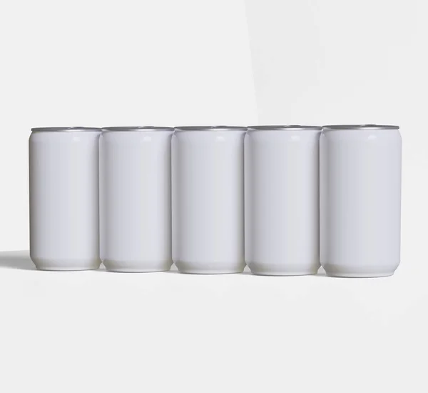 Soda Può Colore Bianco Tinta Unita Texture Realistica Rendering Illustrazione — Foto Stock