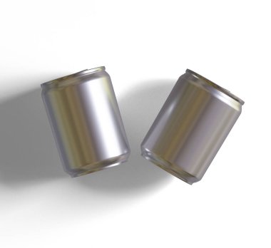 Küçük boy ya da metalik desenli mini boy soda kutusu ve gerçekçi 3D render.
