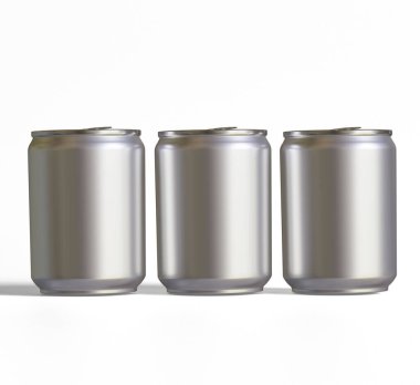 Küçük boy ya da metalik desenli mini boy soda kutusu ve gerçekçi 3D render.