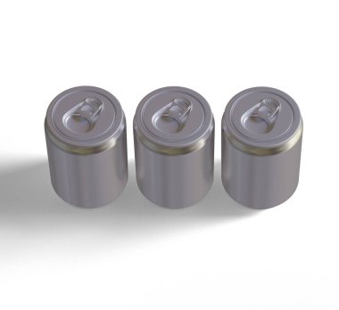 Küçük boy ya da metalik desenli mini boy soda kutusu ve gerçekçi 3D render.