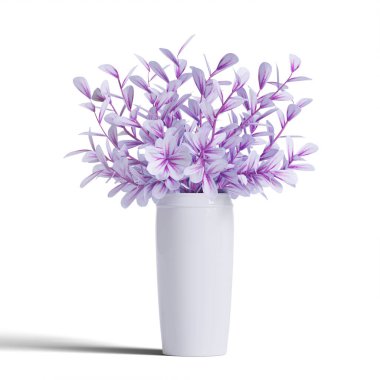 Gerçekçi bitkiler ve çiçek beyaz arkaplan