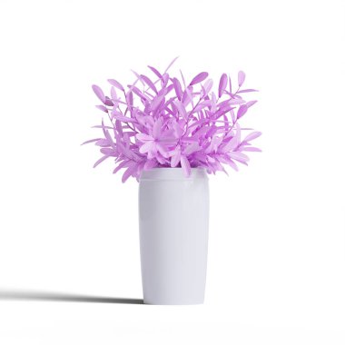 Gerçekçi bitkiler ve çiçek beyaz arkaplan