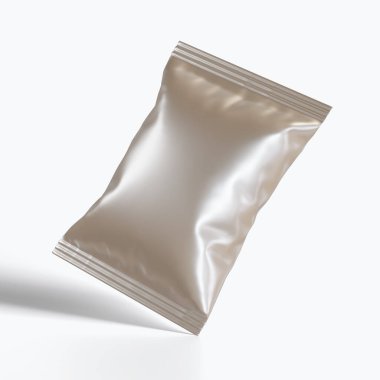 Patates cipsi ambalaj beyaz renk ve 3B yazılım ile hazırlanır