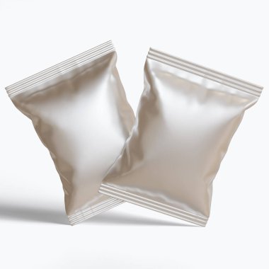 Patates cipsi ambalaj beyaz renk ve 3B yazılım ile hazırlanır