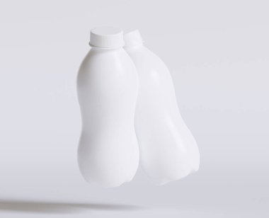 Süt Plastik Şişe Beyaz Renk ve 3 boyutlu gerçekçi doku