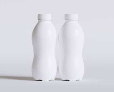 Süt Plastik Şişe Beyaz Renk ve 3 boyutlu gerçekçi doku