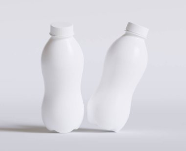 Süt Plastik Şişe Beyaz Renk ve 3 boyutlu gerçekçi doku
