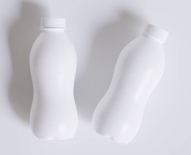 Süt Plastik Şişe Beyaz Renk ve 3 boyutlu gerçekçi doku