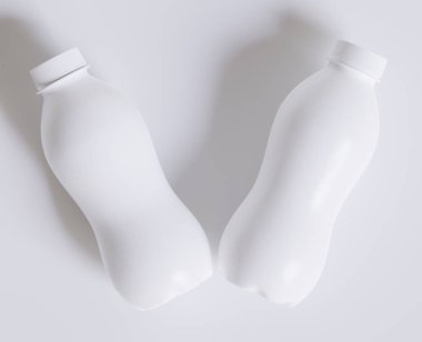 Süt Plastik Şişe Beyaz Renk ve 3 boyutlu gerçekçi doku