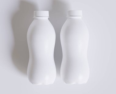 Süt Plastik Şişe Beyaz Renk ve 3 boyutlu gerçekçi doku