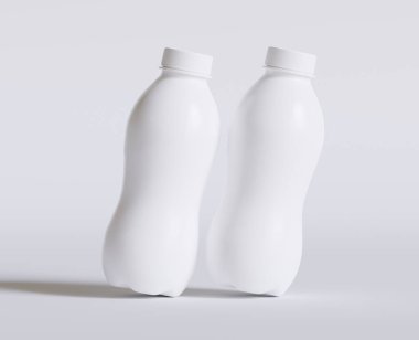 Süt Plastik Şişe Beyaz Renk ve 3 boyutlu gerçekçi doku
