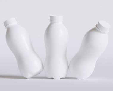 Süt Plastik Şişe Beyaz Renk ve 3 boyutlu gerçekçi doku